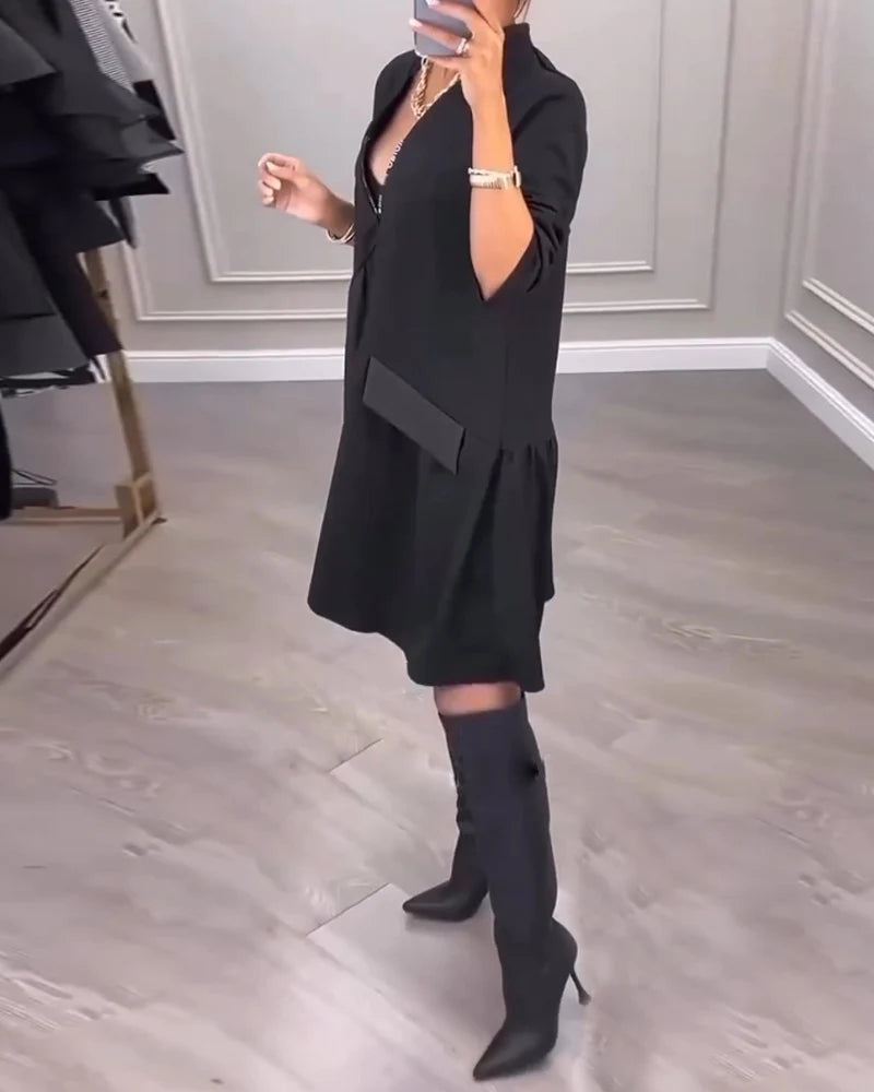 Veya™ | Elegant V-Neck Dress with Artistic Spirit